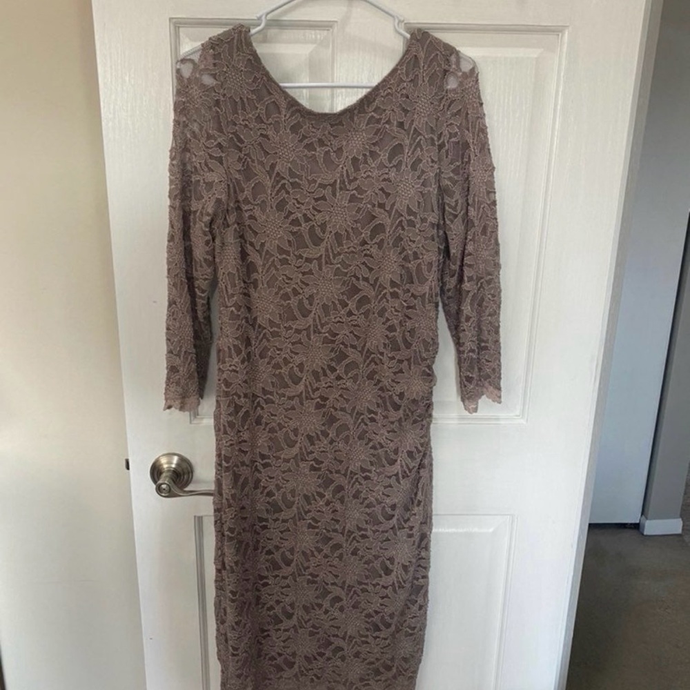 Elegant Lace Dress in Taupe